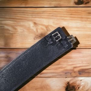 Calvin Klein Black Double Buckle Leather Belt Size Large Rare Style